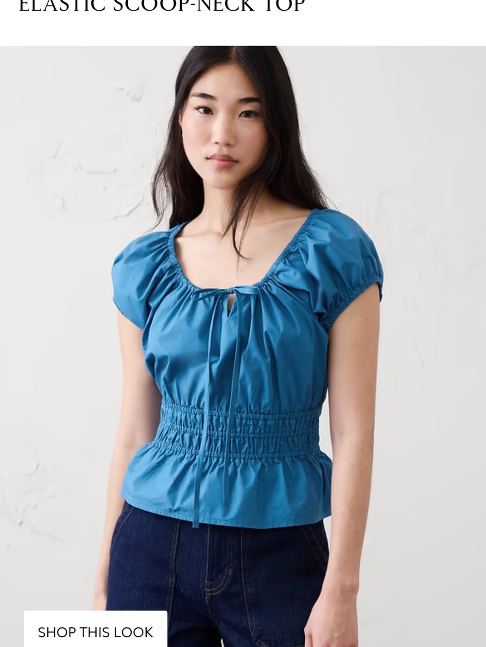 Banana Republic Teal Blue Scoop-Neck Tie-Front Top
